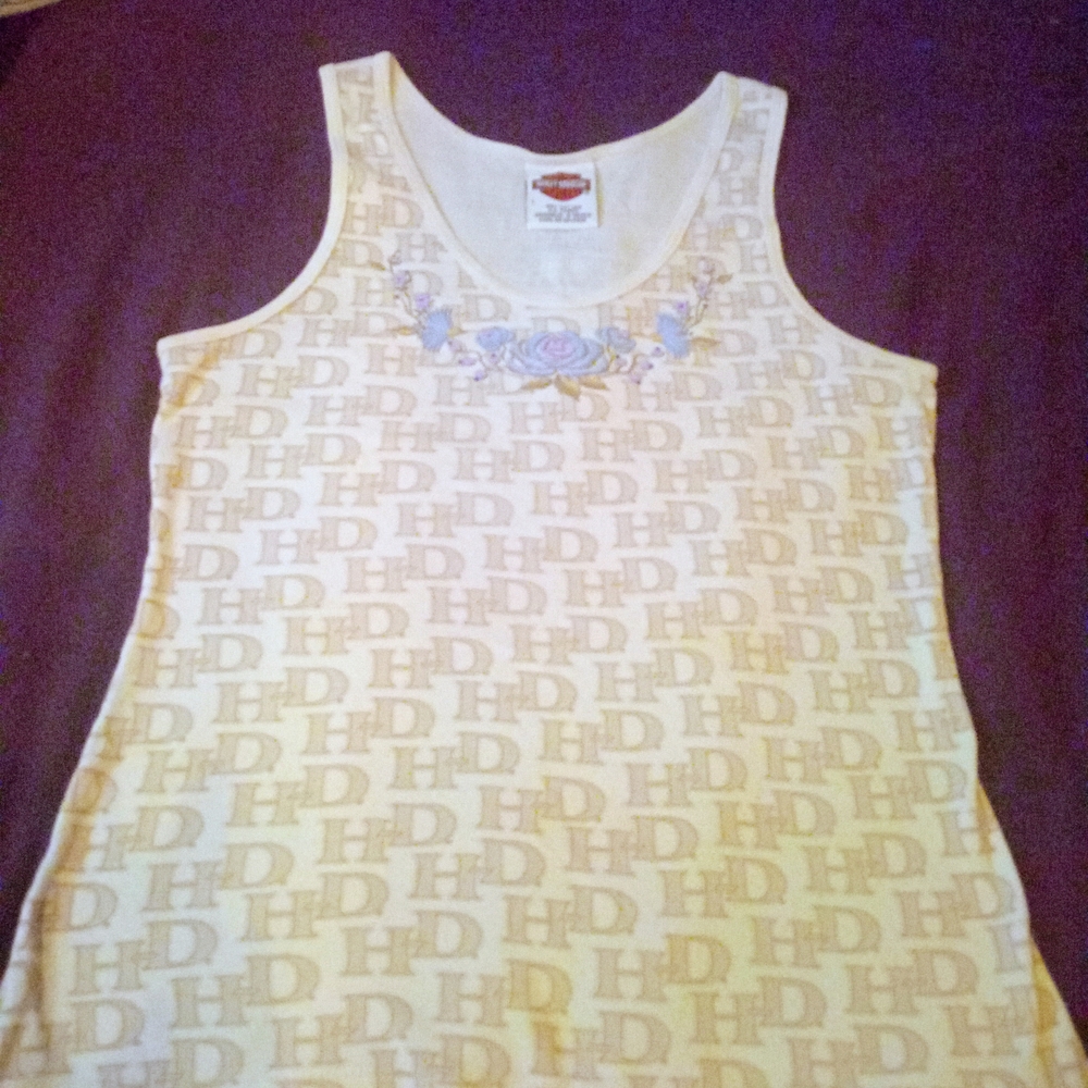 Harley-Davidson Cream Tank Top with HD Pattern